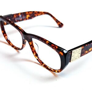 Vintage Givenchy Glasses Frames Gold Logo Tortoise No Lens Vtg Brown Statement
